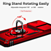 Moto G22 Dual Layers Hybrid Case with Metal Ring And Camera Protector - RED (Only Ground Shipping)