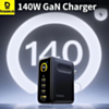 BASEUS PicoGo AH11 Digital Display Fast Charger 3C+U (140W) with 240w C-C Charging Cable (COSMIC BLACK) (Only Ground Shipping)
