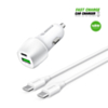 Esoulk PD&QC USB C+A Car Charger with USB C-C Cable (3ft) (48W) (WHITE) (Only Ground Shipping)