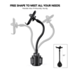 Esoulk Long Arm (11") Car Cup Phone Holder (BLACK) (Only Ground Shipping)
