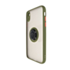Hard PC Rear / Soft TPU Colorful Border Case with I-ring Holder - DARK GREEN for iPhone XR (Only Ground Shipping)