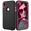Three Layer Heavy Duty Shockproof AntiScratch Protective Case - BLACK & HOT PINK for iPhone XR (Only Ground Shipping)