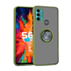 Moto G60 Hard PC Rear / Soft TPU Colorful Border Case with I-ring Holder - GREEN (Only Ground Shipping)