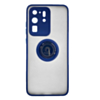 Galaxy S20 Ultra Hard PC Rear / Soft TPU Colorful Border Case with I-ring Holder - NAVY BLUE (Only Ground Shipping)
