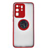 Galaxy S20 Ultra Hard PC Rear / Soft TPU Colorful Border Case with I-ring Holder - RED (Only Ground Shipping)