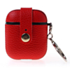 AirPods 1/2 Hard Leather Case with Metal Hook - RED (Only Ground Shipping)