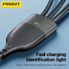 PISEN PRO-Mars Series Aluminum Alloy USB / Type-C to 3-in-1 (Lightning + Type-C + Micro USB) Braided Charging Data Cable (Black) (4ft) (100W) (Only Ground Shipping)