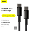 BASEUS USB C-C Tungsten Gold Fast Charging Data Cable (BLACK) (100w) (3ft) (Only Ground Shipping)
