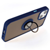 Hard PC Rear / Soft TPU Colorful Border Case with I-ring Holder - NAVY BLUE for iPhone 13 Pro (Only Ground Shipping)