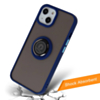Hard PC Rear / Soft TPU Colorful Border Case with I-ring Holder - NAVY BLUE for iPhone 13 Pro (Only Ground Shipping)