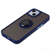 Hard PC Rear / Soft TPU Colorful Border Case with I-ring Holder - NAVY BLUE for iPhone 13 Pro (Only Ground Shipping)