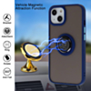 Hard PC Rear / Soft TPU Colorful Border Case with I-ring Holder - NAVY BLUE for iPhone 13 Pro (Only Ground Shipping)