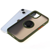 iPhone 13 Mini Hard PC Rear / Soft TPU Colorful Border Case with I - ring Holder - DARK GREEN (Only Ground Shipping)