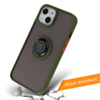 iPhone 13 Mini Hard PC Rear / Soft TPU Colorful Border Case with I - ring Holder - DARK GREEN (Only Ground Shipping)