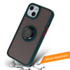 Hard PC Rear / Soft TPU Colorful Border Case with I-ring Holder - DARK GREEN for iPhone 13 Pro (Only Ground Shipping)