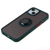 Hard PC Rear / Soft TPU Colorful Border Case with I-ring Holder - DARK GREEN for iPhone 13 Pro (Only Ground Shipping)