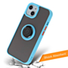 Hard PC Rear / Soft TPU Colorful Border Case with I-ring Holder - LIGHT BLUE for iPhone 13 Pro (Only Ground Shipping)
