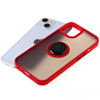 Hard PC Rear / Soft TPU Colorful Border Case with I-ring Holder - RED for iPhone 13 Pro (Only Ground Shipping)