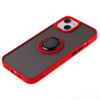Hard PC Rear / Soft TPU Colorful Border Case with I-ring Holder - RED for iPhone 13 Pro (Only Ground Shipping)