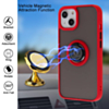 Hard PC Rear / Soft TPU Colorful Border Case with I-ring Holder - RED for iPhone 13 Pro (Only Ground Shipping)