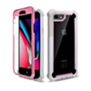 3in1 Hybrid Clear Soft TPU Hard PC Back Cover Case - WHITE & PINK for iPhone 8P / 7P (Only Ground Shipping)