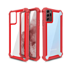 Galaxy Note 20 3in1 Hybrid Clear Soft TPU Hard PC Back Cover Case - RED (Only Ground Shipping)