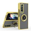 Galaxy Z Fold 4 Hard PC Rear / Soft TPU Colorful Border Case with I - ring Holder - YELLOW (Only Ground Shipping)