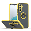 Galaxy S24FE Hard PC Rear / Soft TPU Colorful Border Case with I - ring Holder - YELLOW (Only Ground Shipping)