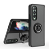 Galaxy Z Fold 4 Hard PC Rear / Soft TPU Colorful Border Case with I - ring Holder - BLACK (Only Ground Shipping)