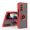 Galaxy Z Fold 4 Hard PC Rear / Soft TPU Colorful Border Case with I - ring Holder - RED (Only Ground Shipping)
