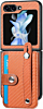 Galaxy Z Flip 5 Wallet Case with Credit Card Holder Slot & Wristband - BROWN (Only Ground Shipping)