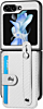 Galaxy Z Flip 5 Wallet Case with Credit Card Holder Slot & Wristband - WHITE (Only Ground Shipping)
