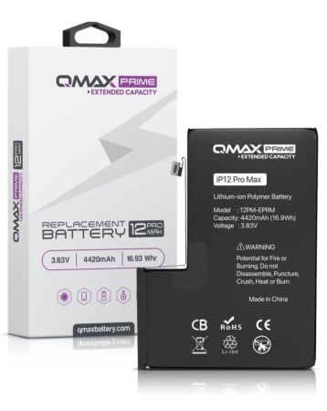 Stock up on the QMAX Prime Extended Capacity Replacement Battery for iPhone 12 Pro Max Spot Weld NOT Required 4420 mAH.

