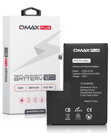 Purchase the QMAX Plus Replacement Battery for iPhone 12 Pro Max 3687 mAH.





