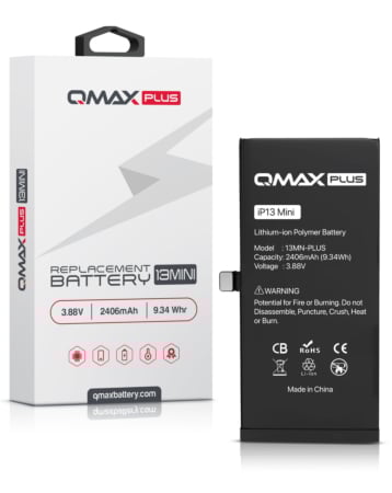 Grab the wholesale deals on the QMAX Plus Replacement Battery for iPhone 13 Mini 2406 mAH.

