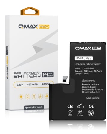Shop the QMAX Pro Replacement Battery for iPhone 14 Pro Max, 4323 mAh.
