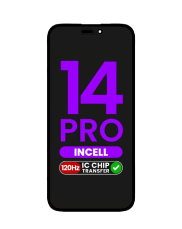 Buy the LCD assembly for iPhone 14 Pro with aftermarket Incell QV7, 120Hz refresh rate, and IC transfer eligibility.