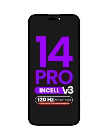 Order the LCD assembly for iPhone 14 Pro with QV7 V3 Incell display, 120Hz refresh rate, and no need for True Tone programming or IC transfer.
