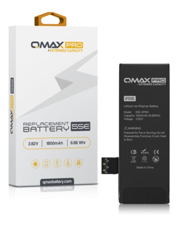 QMAX Pro Extended Capacity Replacement Battery for iPhone 5SE (1800 mAh) (Only Ground Shipping)