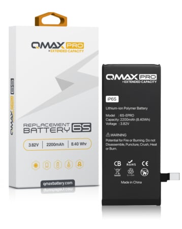 QMAX Pro Extended Capacity Replacement Battery for iPhone 6S (2200 mAh) (Only Ground Shipping)