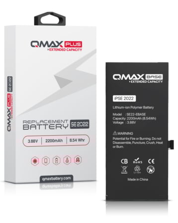 Buy the QMAX Plus extended capacity replacement battery for iPhone SE 2022 with 2200 mAh.