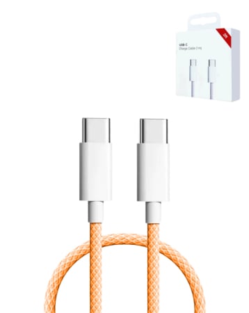 USB C-C Charging Cable for iPhone / iPads / AirPods Series (ORANGE) (3ft) (27W) (Only Ground Shipping)