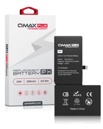 Buy the QMAX Plus extended capacity replacement battery for iPhone X with 3150 mAh.
