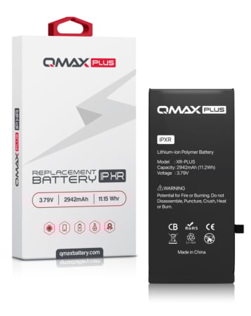 Stock up on the QMAX Plus Replacement Battery for iPhone XR, 2942 mAh.