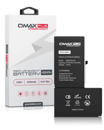 Grab the wholesale deals on the QMAX Plus extended capacity replacement battery for iPhone XS Max with 3710 mAh.