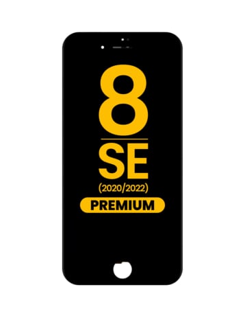 Purchase the black LCD assembly with steel plate for iPhone 8, SE 2020, and SE 2022 – premium LG.
