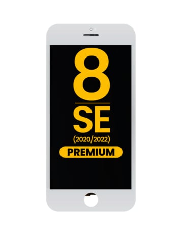 Grab the wholesale deals on the white LCD assembly with steel plate for iPhone 8, SE 2020, and SE 2022 – premium LG.