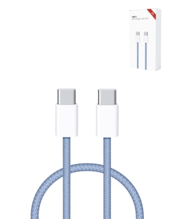 USB C-C Fast Charging Cable for iPhone / iPads / AirPods Series (3ft) (60W) - (BLUE) (Only Ground Shipping)