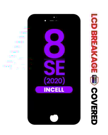 Shop the black LCD assembly with steel plate for iPhone 8 and SE 2020 – aftermarket Incell QV7, exclusive LCD breakage.