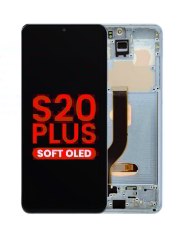 Order the OLED Assembly with Frame for Galaxy S20 Plus 5G G985 and G986 in Cloud Blue, Aftermarket OLED.